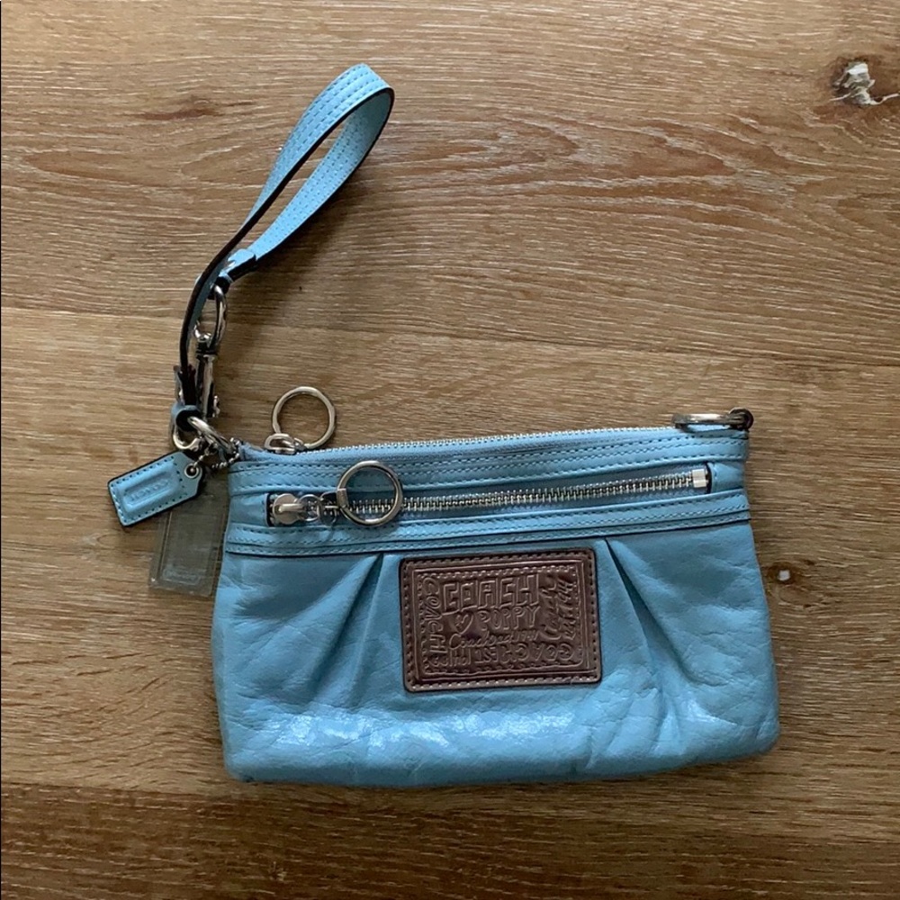 Blue Coach Poppy Wristlet